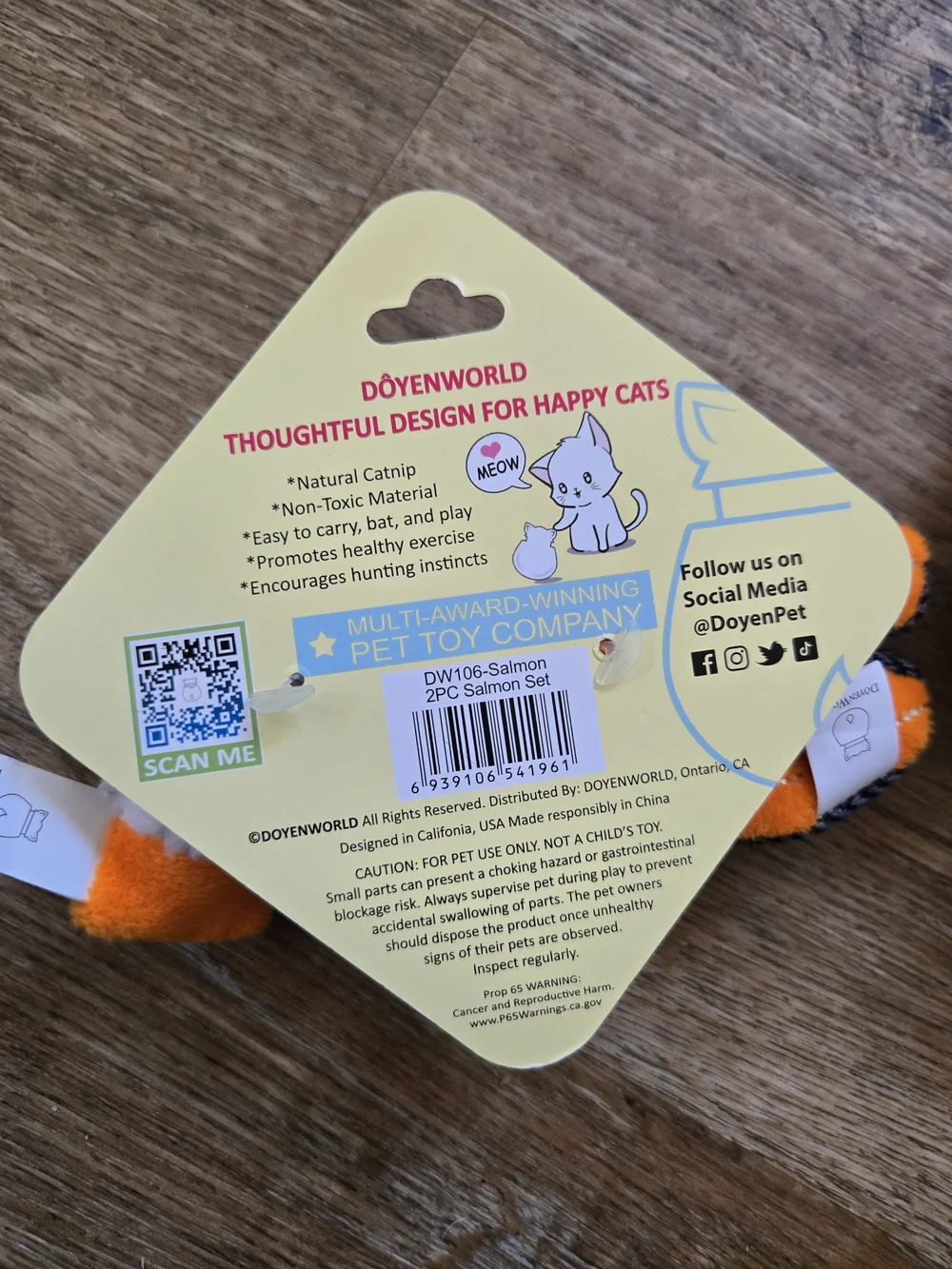 DoyenWorld Plush Cat Toy Orange Shrimp Sushi Set- 2 Pack